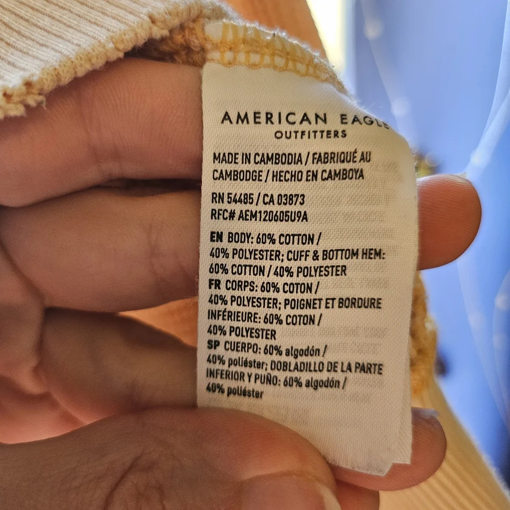 Women's American Eagle Waffle Pullover Bubdle - Purple, Yellow, Green - Picture 5 of 9